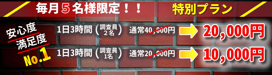 エムアイ探偵事務所 毎月5名様限定!特別プラン!